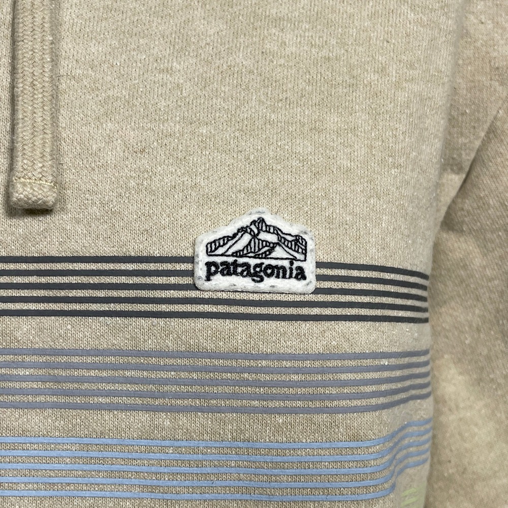 Patagonia Line Logo Ridge Stripe Uprisal Tan Hoodie Sweatshirt Women's LARGE - Picture 3 of 11